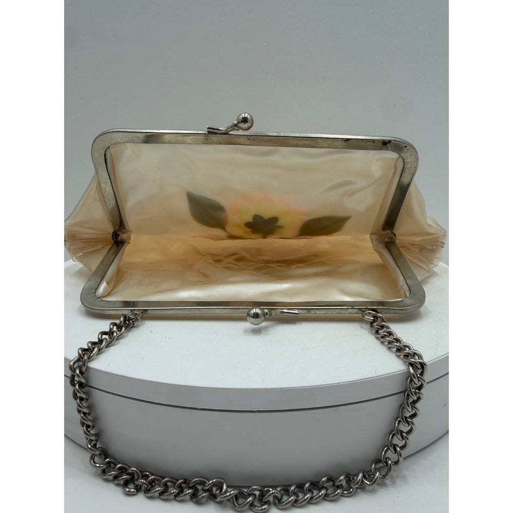 VINTAGE *NEW* 1950's Clear Vinyl Floral Handbag with Original Packing