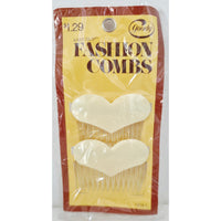 VINTAGE *NEW* 1975 Goody #8051 Heart Shaped Kant-Slip Fashion Combs Set of 2 White USA