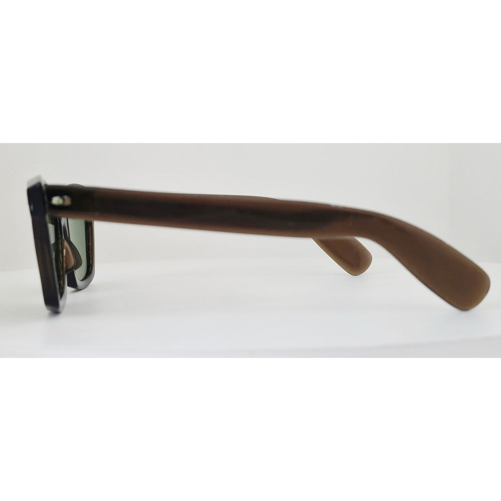 VINTAGE *NEW* 1970's Glam Black and Brown Frame with Green Lens Sunglasses Japan