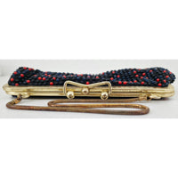 VINTAGE *NEW* 1960's Safco Black and Red Fancy Beaded Purse with Strap