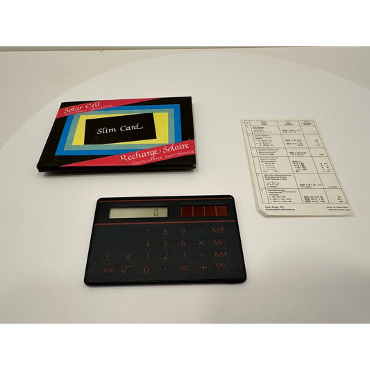 VINTAGE *NEW* 1970's Slim Card Solar Cell Rechargeable Electronic Calculator