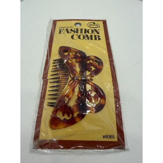 Vintage *NEW* 1975 GOODY 8065 Butterfly Hair Comb Tortoise 4"