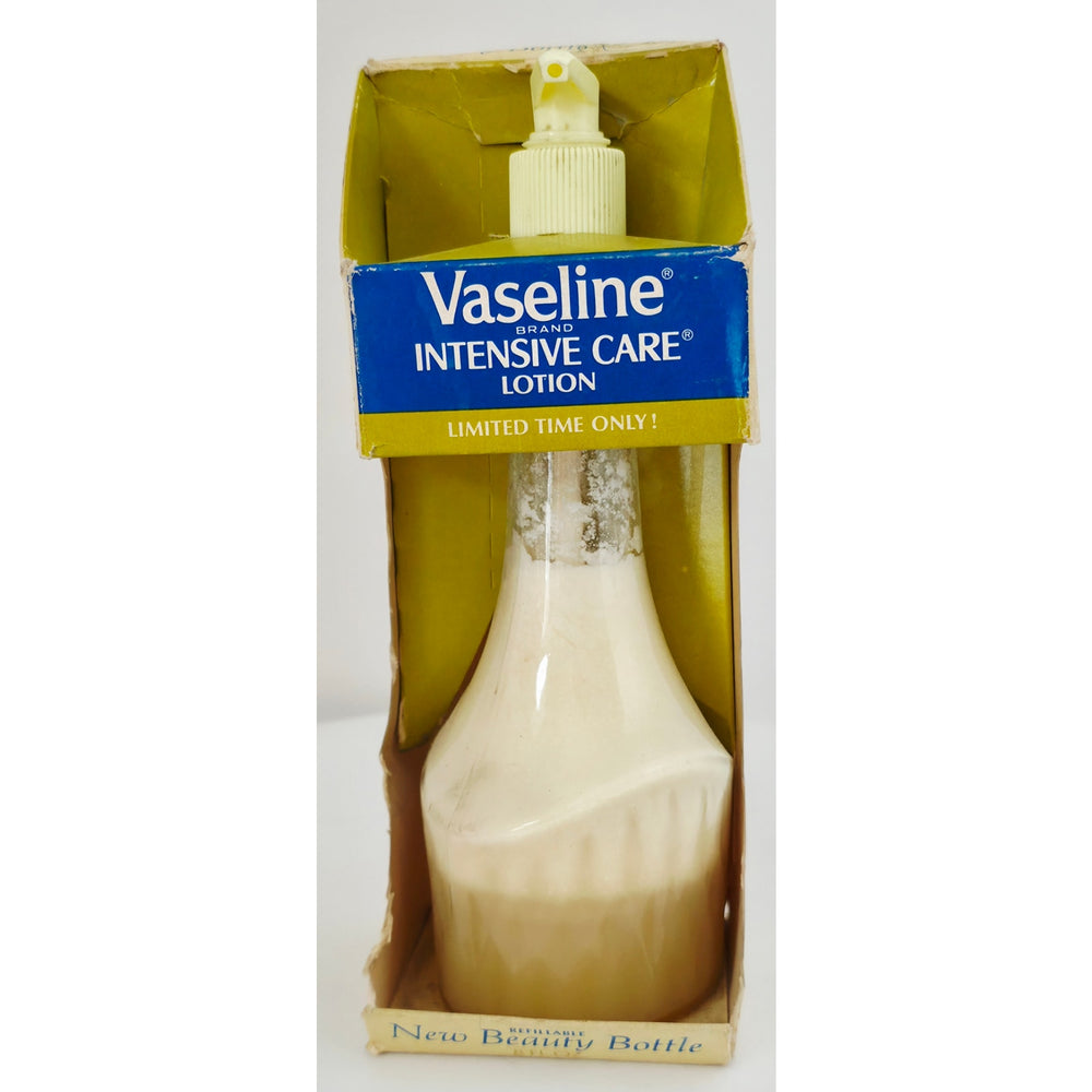 VINTAGE *NEW* 1970's Vaseline Intensive Care Lotion Glass Bottle Original Box