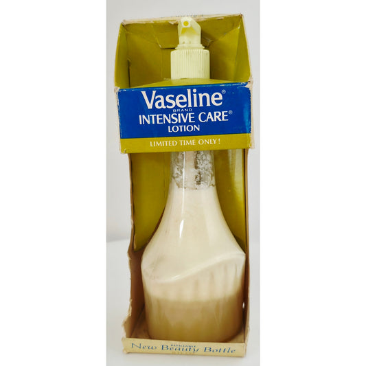 VINTAGE *NEW* 1970's Vaseline Intensive Care Lotion Glass Bottle Original Box