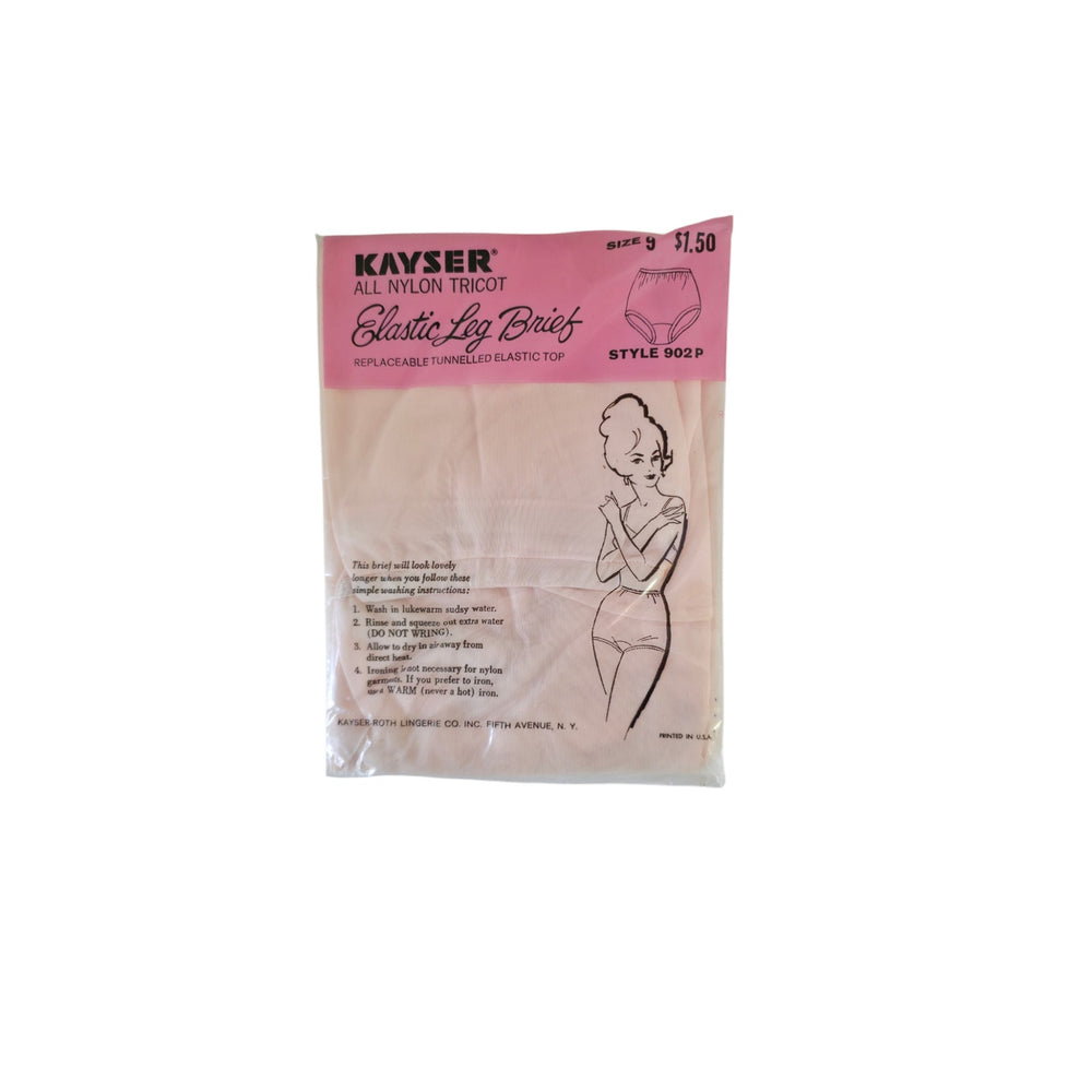 VINTAGE *NEW* 1960's Kayser Women's Light Pink Elastic Leg Brief Size L-XL Lot 3