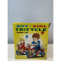 VINTAGE *NEW* 1960's Girl Trycicle Wind-up Toy w/Balloon