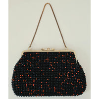 VINTAGE *NEW* 1960's Safco Black and Red Fancy Beaded Purse with Strap