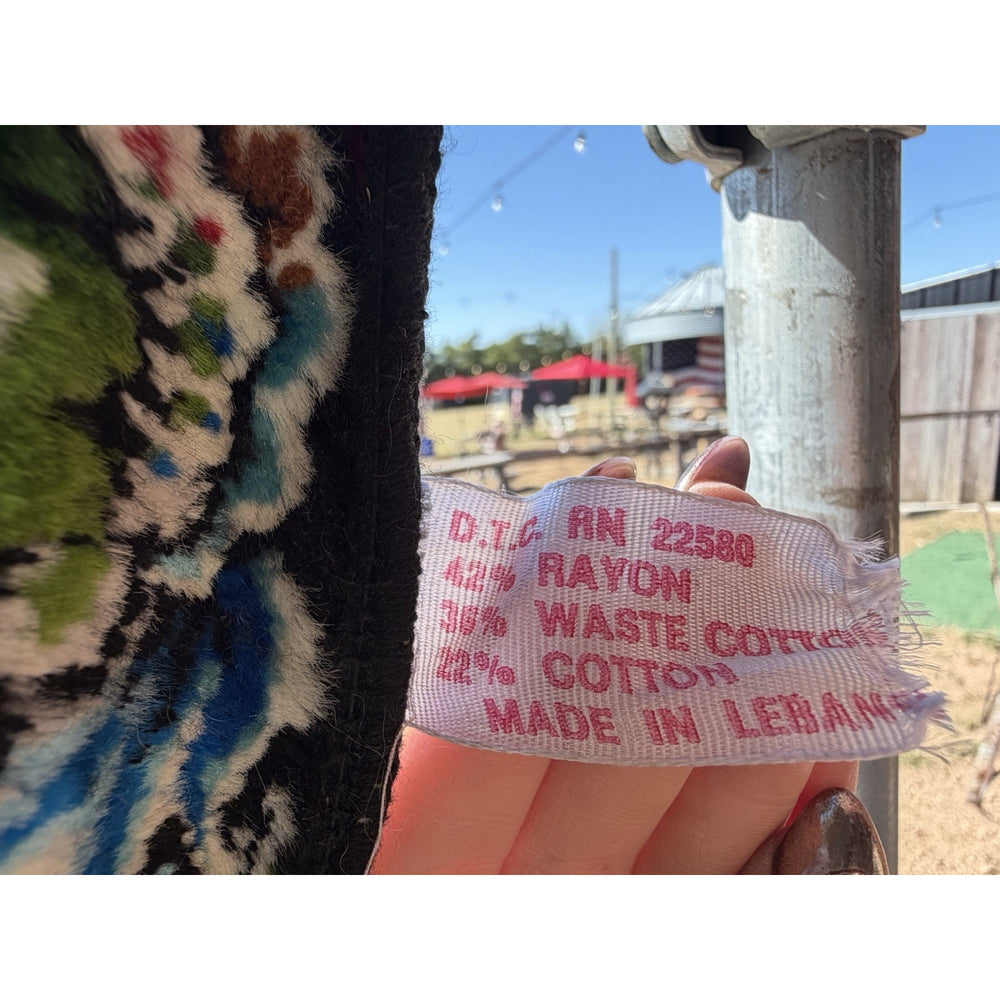 VINTAGE *PRISTINE* 1960's Double Peacock Lebanese Velvet Tapestry