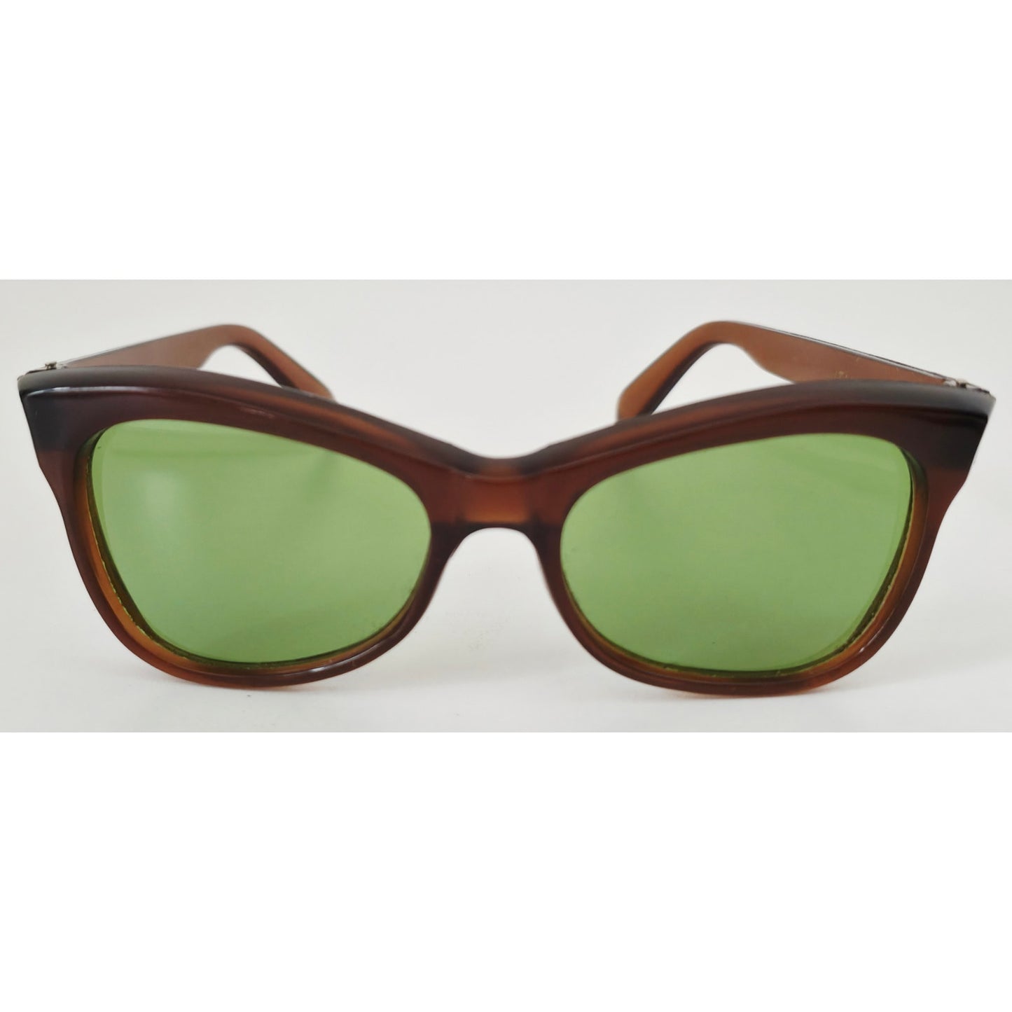 VINTAGE *NEW* 1970's Glam Unisex Sunglasses Brown Frame Green Lens