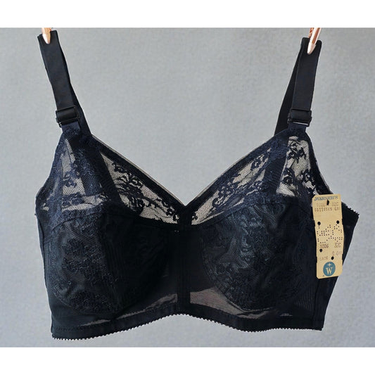 VINTAGE *NEW* 1960's Warner's Women's Black Lace Bullet Bra Size 32C