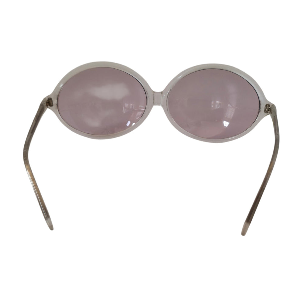 VINTAGE *NEW* 1970's Unisex Sunglasses Clear Oval Frame with Light Pink Lens