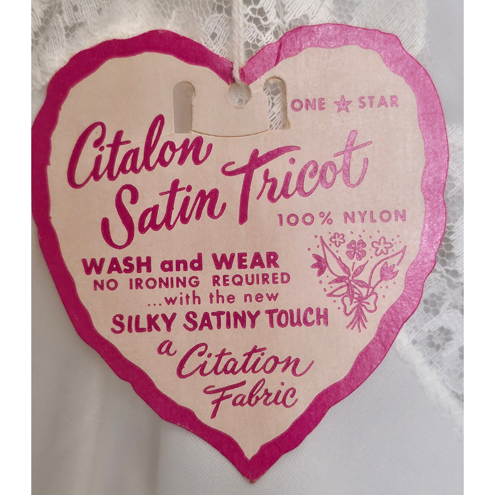 VINTAGE *NEW* 1960's Citation Women's White with Lace Trim Slip Dress Size 34