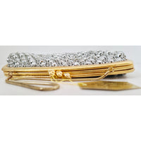 VINTAGE *NEW* 1960's Hand-Made Fancy Beaded Purse Silver with Gold Strap