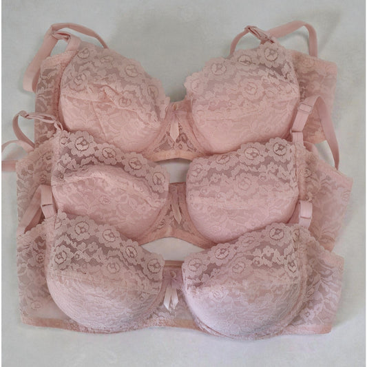 VINTAGE *NEW* 1960's Women's Pink Lace Push-Up Bra Size 36B Lot of 3
