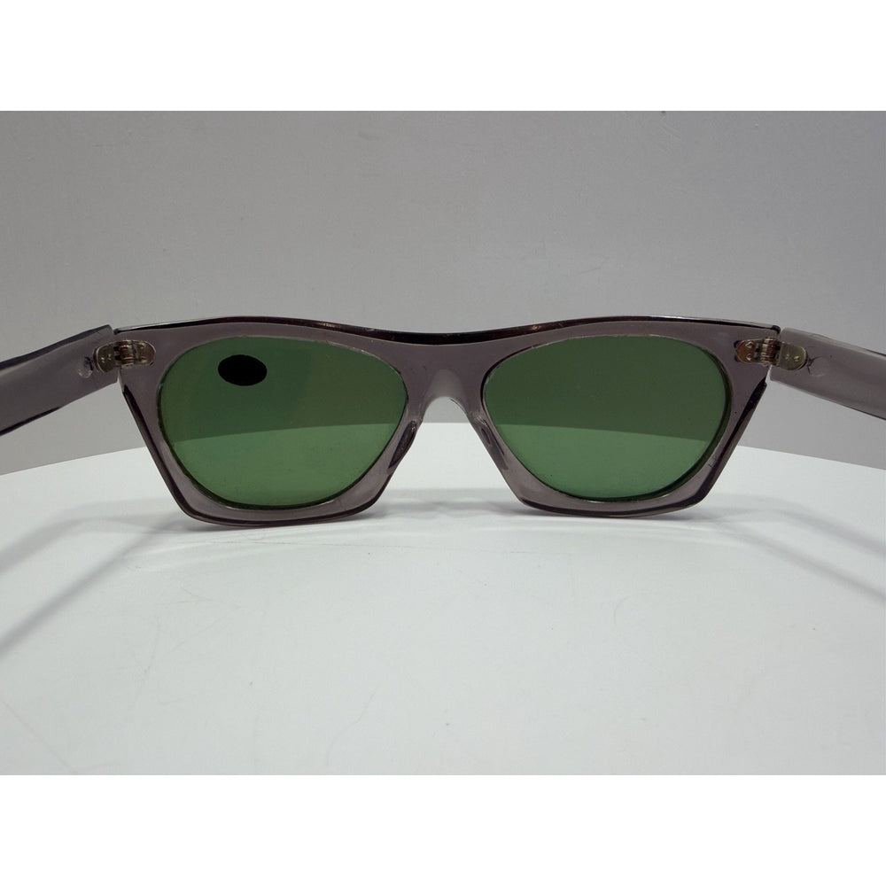 VINTAGE *NEW* 1970's Glam Unisex Sunglasses Gray Square Frame/Green Lens ITALY
