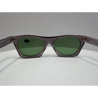 VINTAGE *NEW* 1970's Glam Unisex Sunglasses Gray Square Frame/Green Lens ITALY