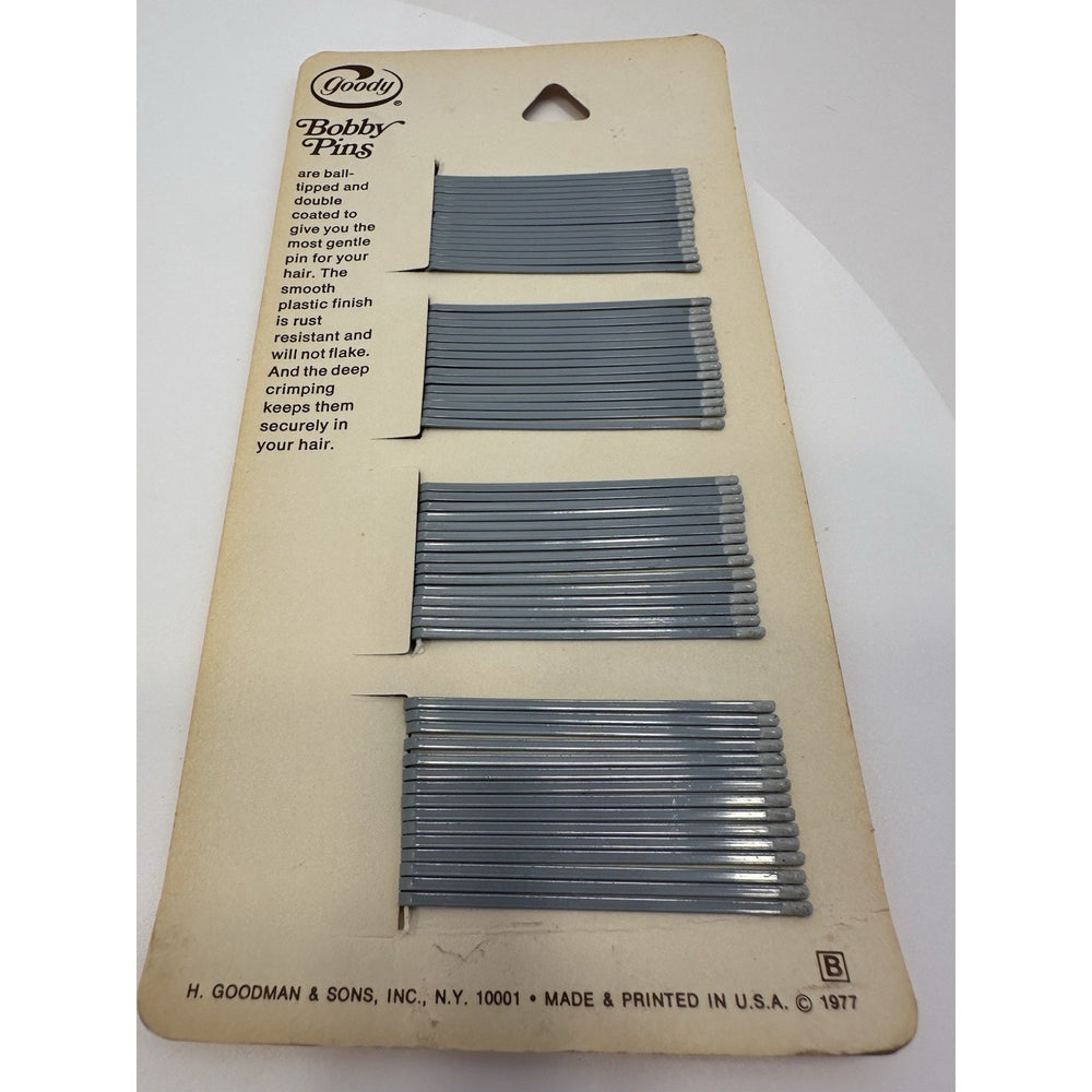 VINTAGE *NEW* 1977 Goody 60-Ball Tip Hair Bobby Pins On Card Silver X 3 #824