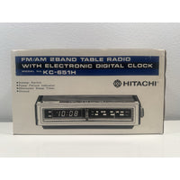 VINTAGE *NEW* 1980's Hitachi KC-651H Am/Fm 2-Band Table Radio w/Digital Clock