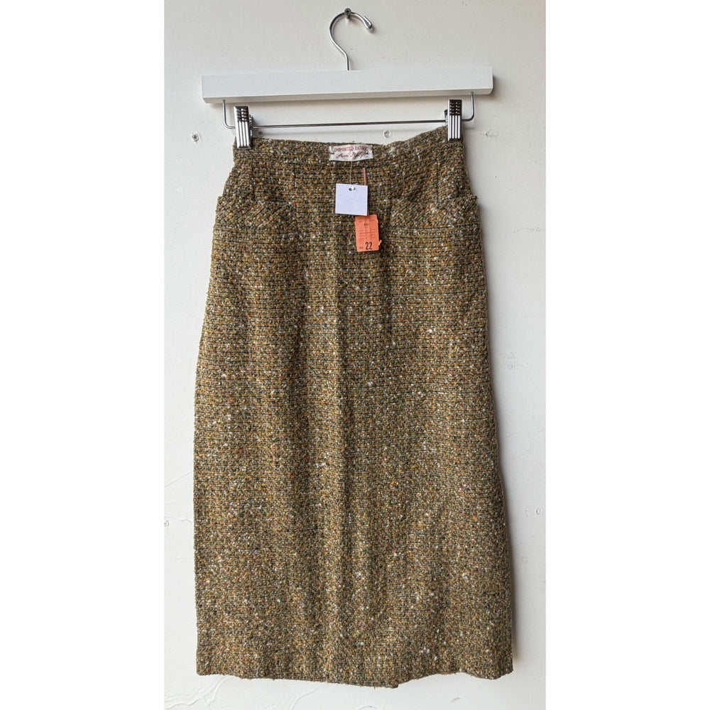 VINTAGE *NEW* 1960's Women's Tweed Italian Wool Mid-length Zip Skirt Size S
