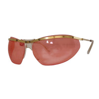 VINTAGE *PRISTINE* 1970's Unisex Sunglasses Gold Frame with Pink Lens Sunglasses