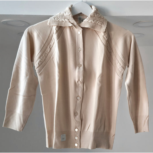 VINTAGE *NEW* 1960's Bonnie Jan Women's Cream Button-Down Sweater Size S (34)