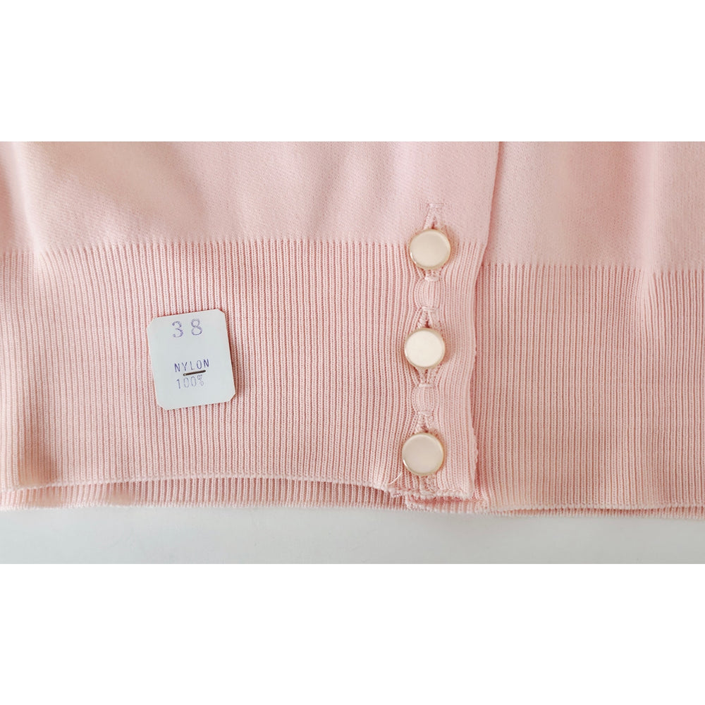 VINTAGE *NEW* 1960's Women's Light Pink Sweater w/Collar 100% Nylon Size 38