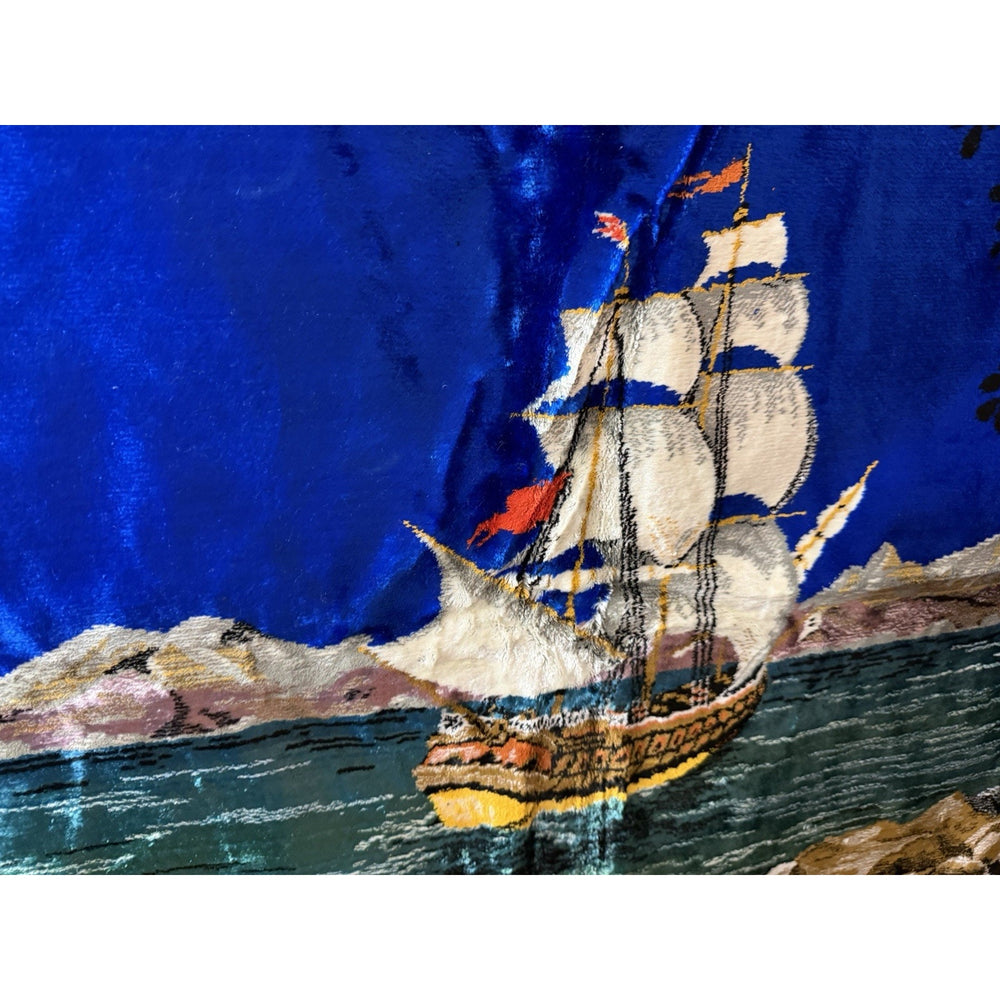 VINTAGE *PRISTINE* 1960's “Anxious to Sail” Italian Velvet Tapestry
