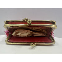 VINTAGE *NEW* 1970's Hand-Beaded 3-Section Change Purse in Pink/Red