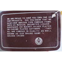 VINTAGE *PRISTINE* 1950's Golden Crown Antique Car Decanter Music Box