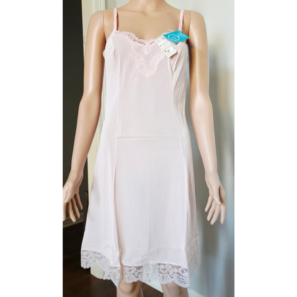 VINTAGE *NEW* 1960's Kayser Light Pink Slip w/ White Lace 100% Nylon Size 32