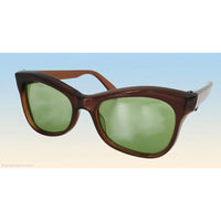 VINTAGE *NEW* 1970's Glam Unisex Sunglasses Brown Frame Green Lens