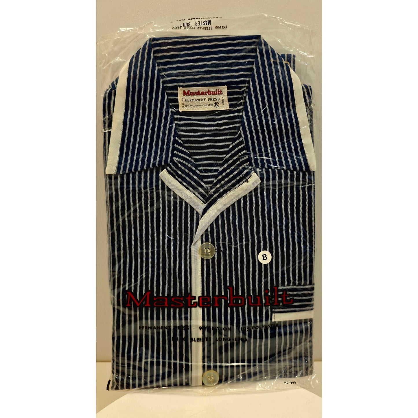 VINTAGE *NEW* 1970's Men's Sleepwear Long Sleeve/Pants Blue Stripped w/Collar M