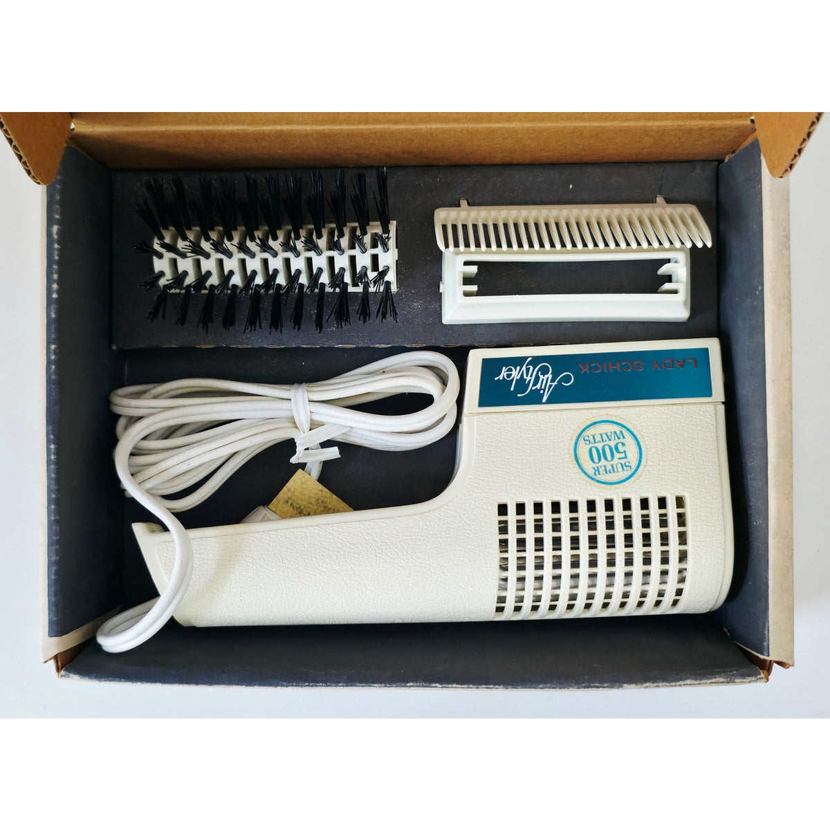 VINTAGE *PRISTINE* 1970's Lady Schick 500W Air Styler  Hair Dryer - White