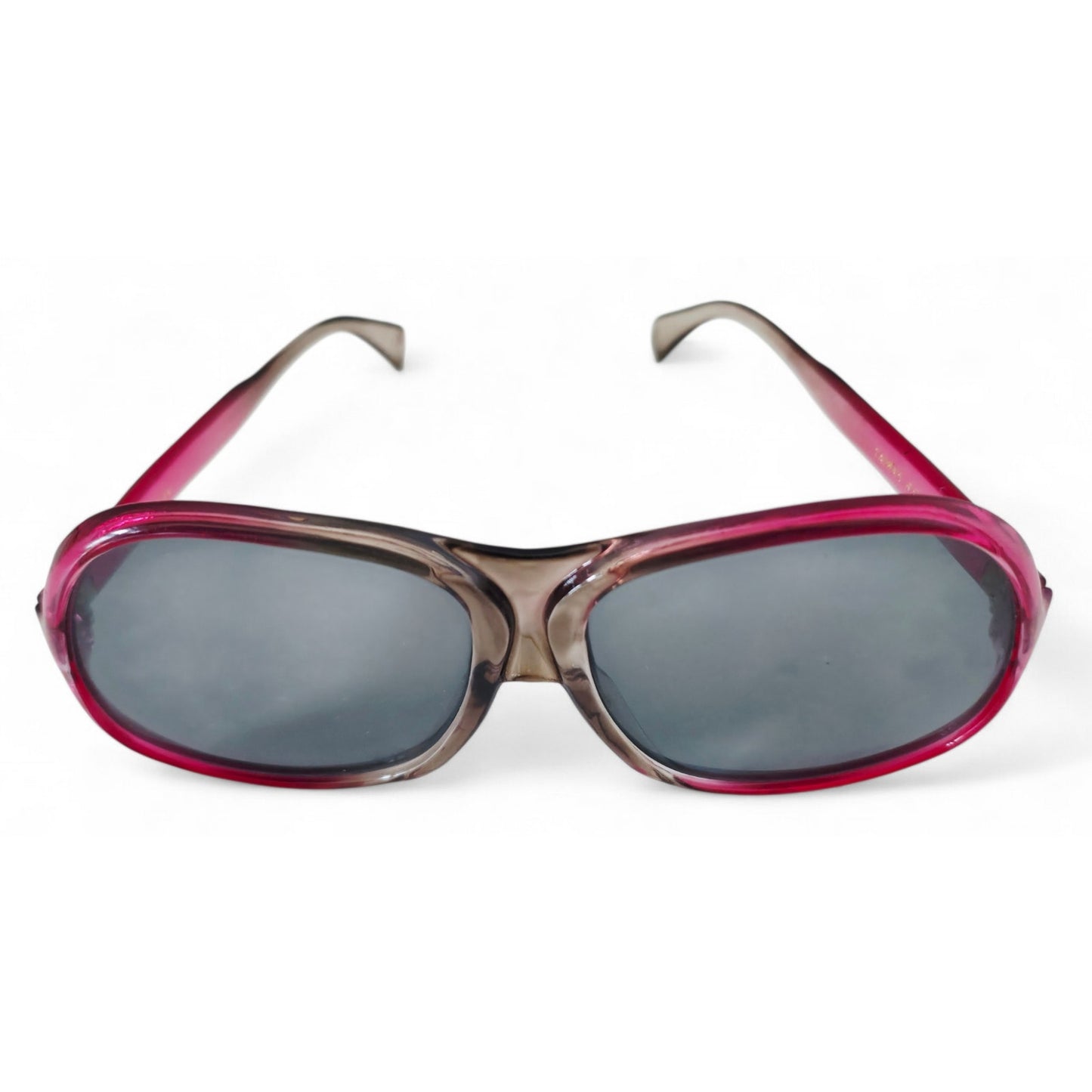 VINTAGE *NEW* 1970's Unisex Sunglasses Oversized Pink Ombre Frame with Gray Lens