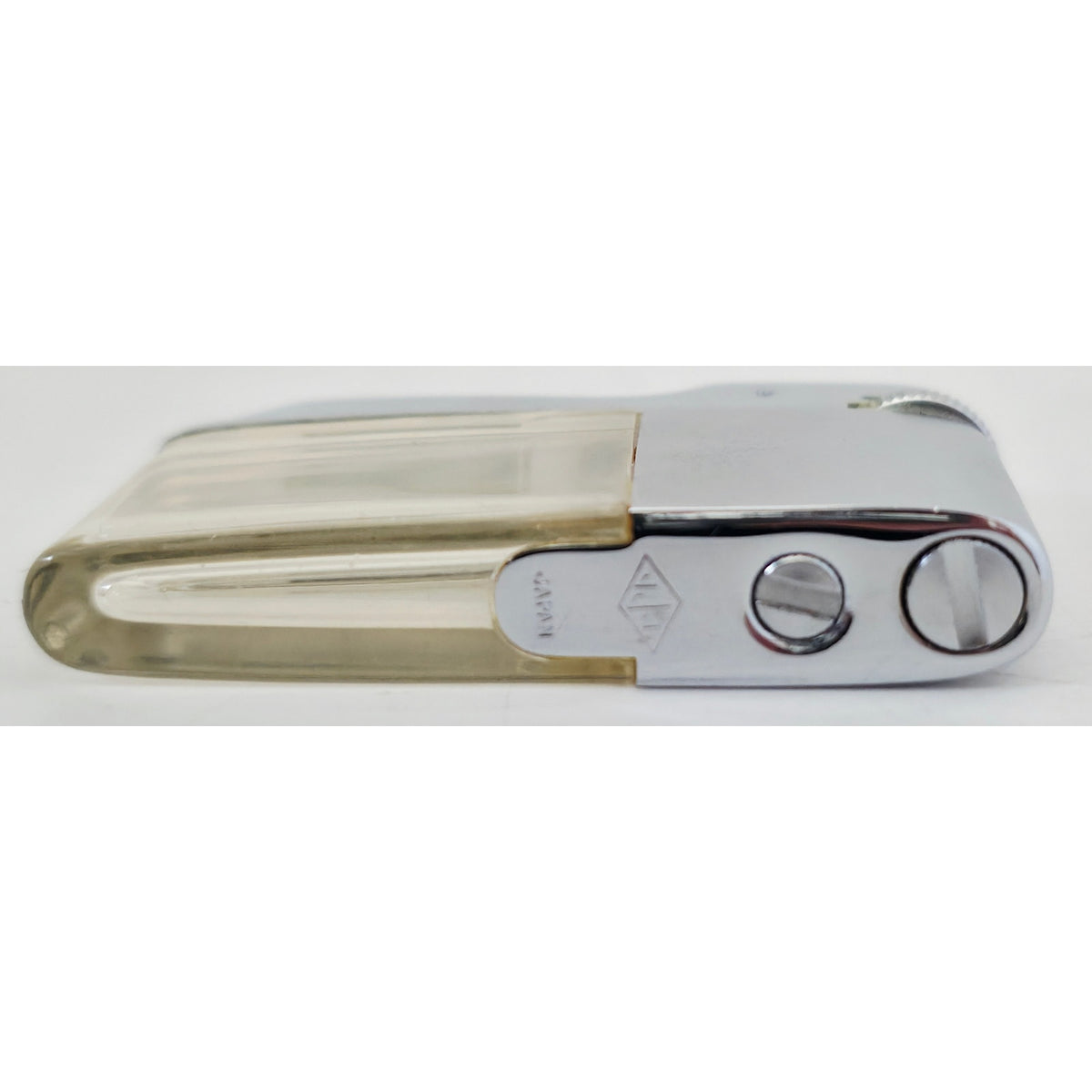 VINTAGE *NEW* 1960's JJJ C-Thru Silver Butane Lighter Japan