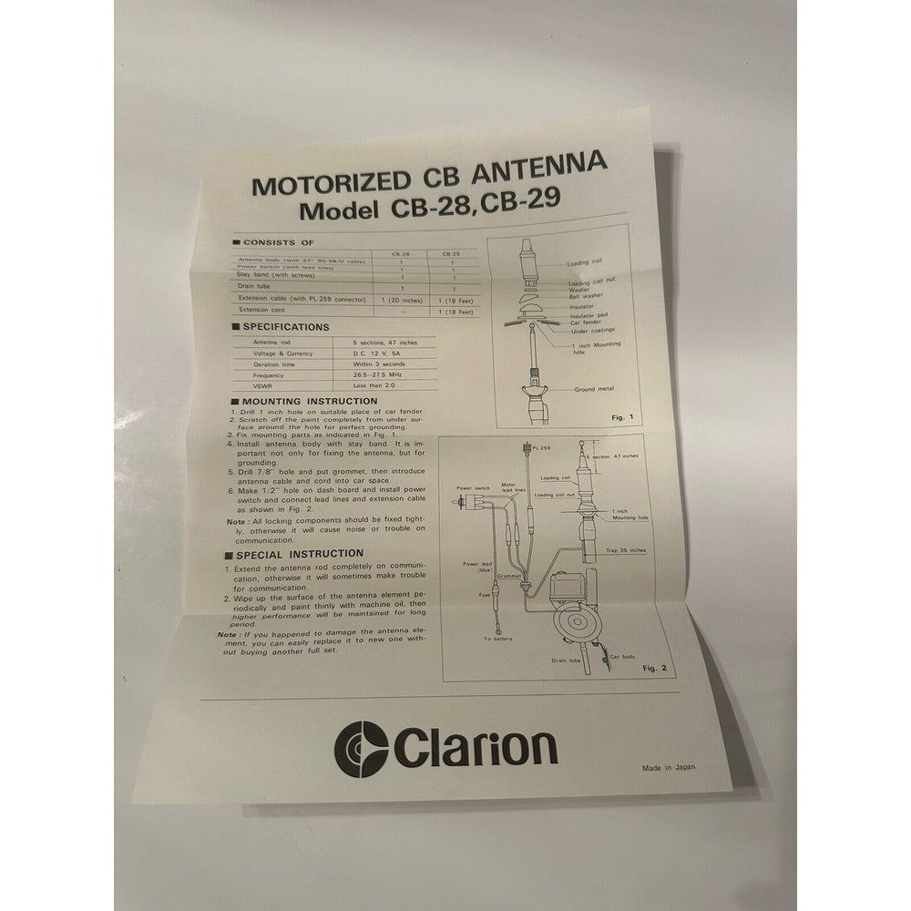 VINTAGE *NEW* Clarion CB-29 Citizen Band Antenna Motorized
