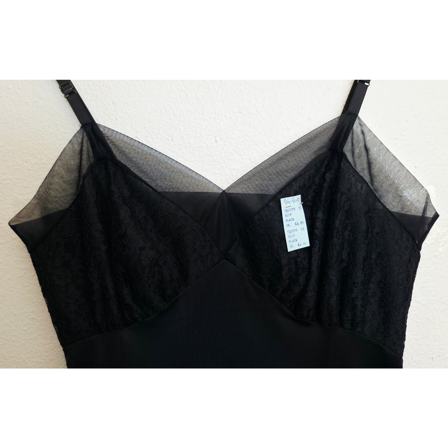 VINTAGE *NEW* 1960's Van Raalte Women's Black with Lace Trim Slip Dress Size 32