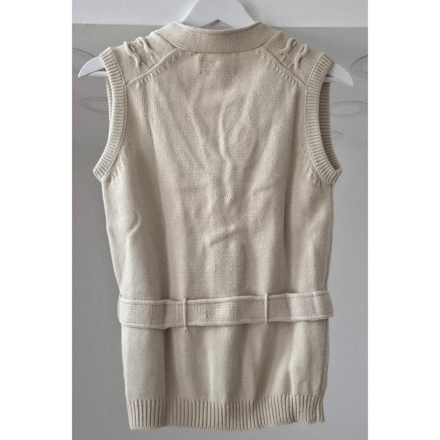 VINTAGE *NEW* 1970's Beige Women's Sweater Vest with Belt 100% Acrylic Size 34