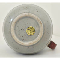 VINTAGE *NEW* 1970's Blue and Cream Korean Hand-Painted Stonewware Mug