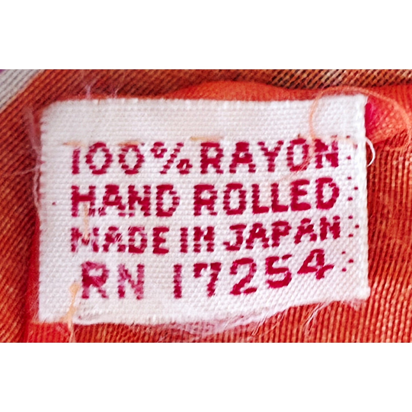 VINTAGE *NEW* 1950's "Juarez" Hand-Rolled Scarf 31" x "31" Orange Japan