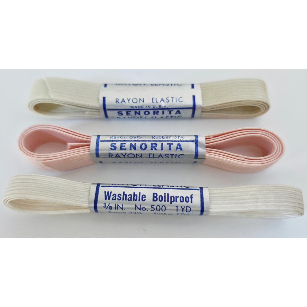 VINTAGE *NEW* 1970's Senorita Rayon Elastic Washable 1/2 inch 1 Yard Set of 15