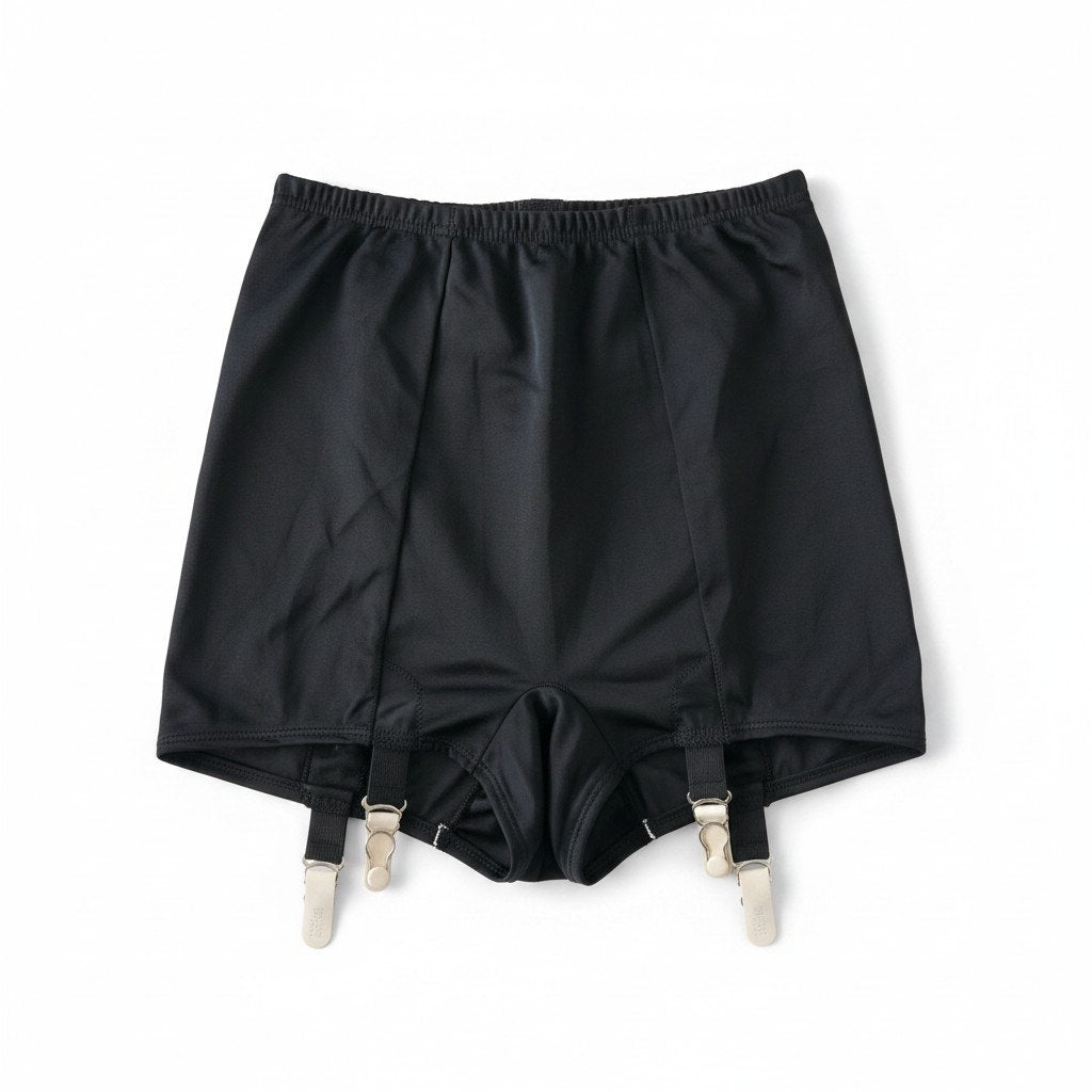 VINTAGE *NEW* 1960's Kayser Women's Black Garter Briefs Size L-XL USA