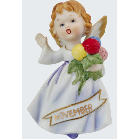 VINTAGE *NEW* 1950's November Birthday Angel Figurine Porcelain Made in Taiwan