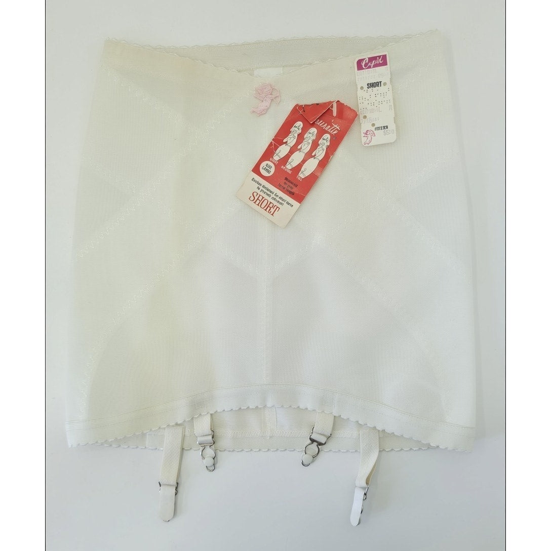 VINTAGE *NEW* 1960's Cupid Women's White Girdle with Garters | Shapewear Size L