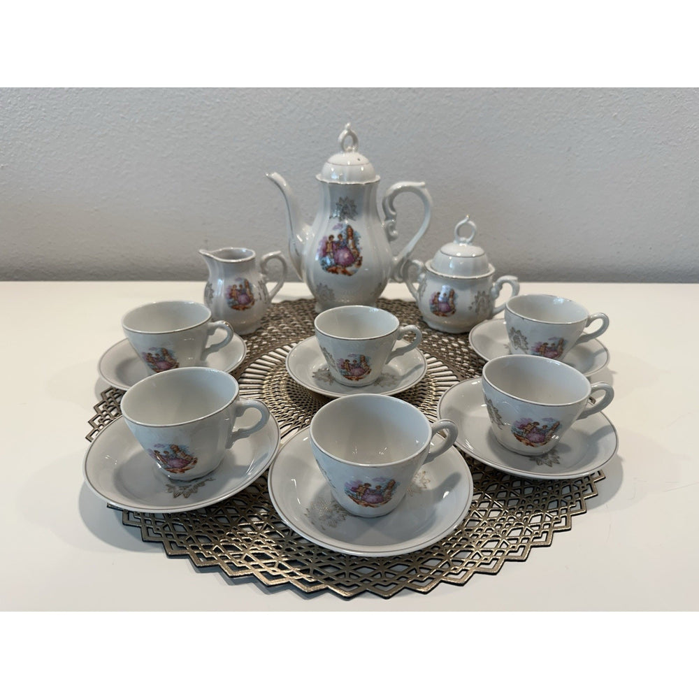 VINTAGE *NEW* 1960's 17 pc German Tea Set w/ Musical Tea Pot, Sugar, Creamer