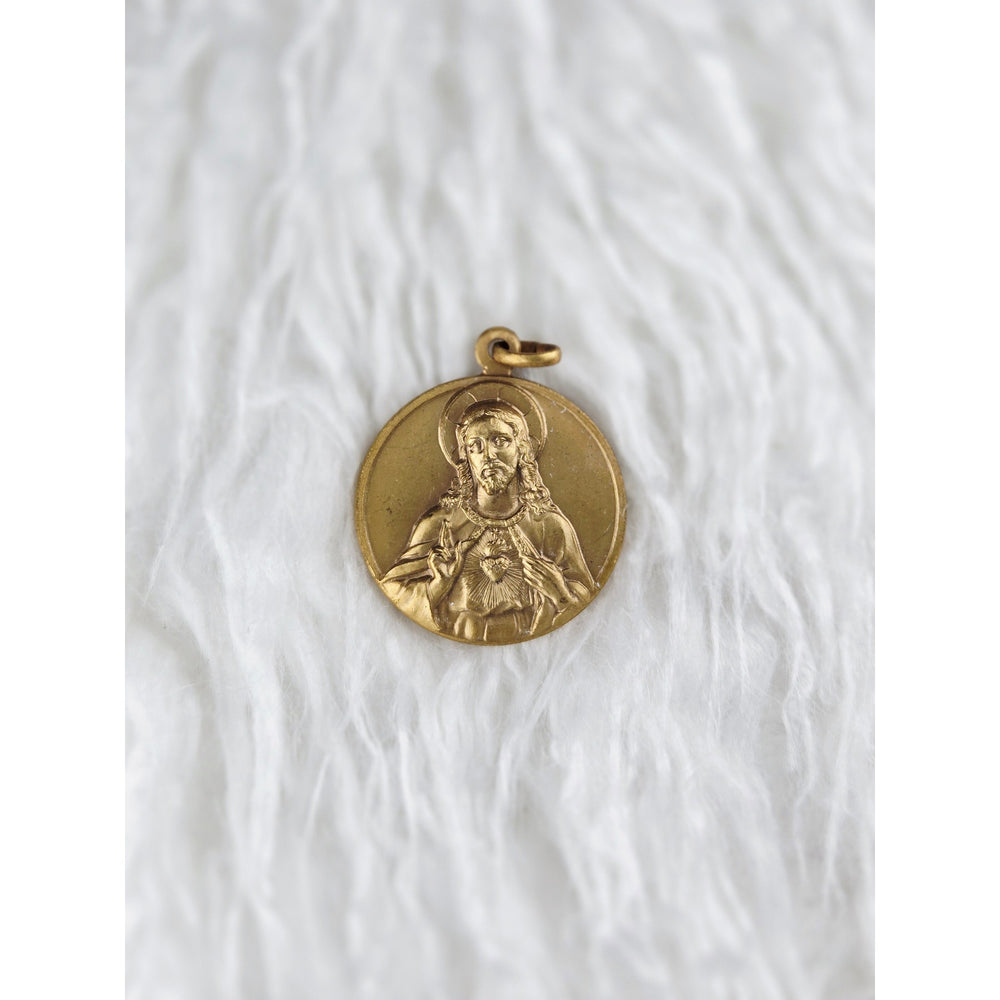 VINTAGE *NEW* 1950's Our Lady of Mount Carmel Bronze Religious Pendant