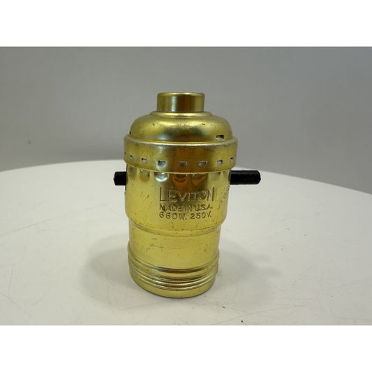 VINTAGE *NEW* 1960's Leviton #6098 Brass Push-Thru Lamp Socket