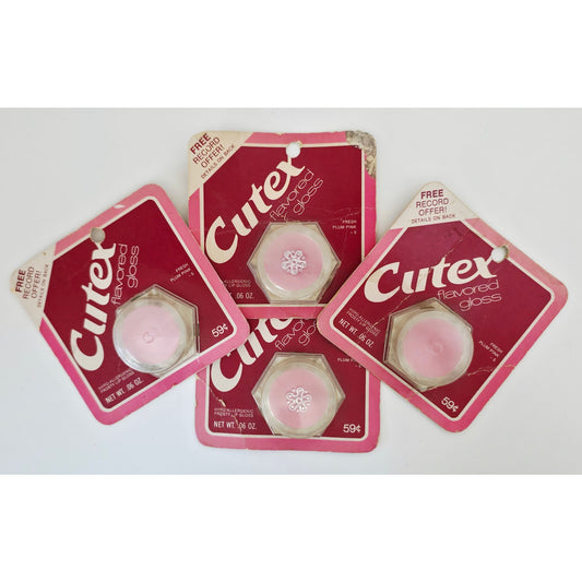VINTAGE *NEW* 1970's Cutex Fresh Plum Pink Flavored Lip Gloss .06 oz Set of 4
