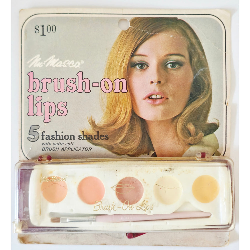 VINTAGE *NEW* 1970's Nu-Masca Brush-On Lips 5 Shades w/Applicator #400 Set of 4