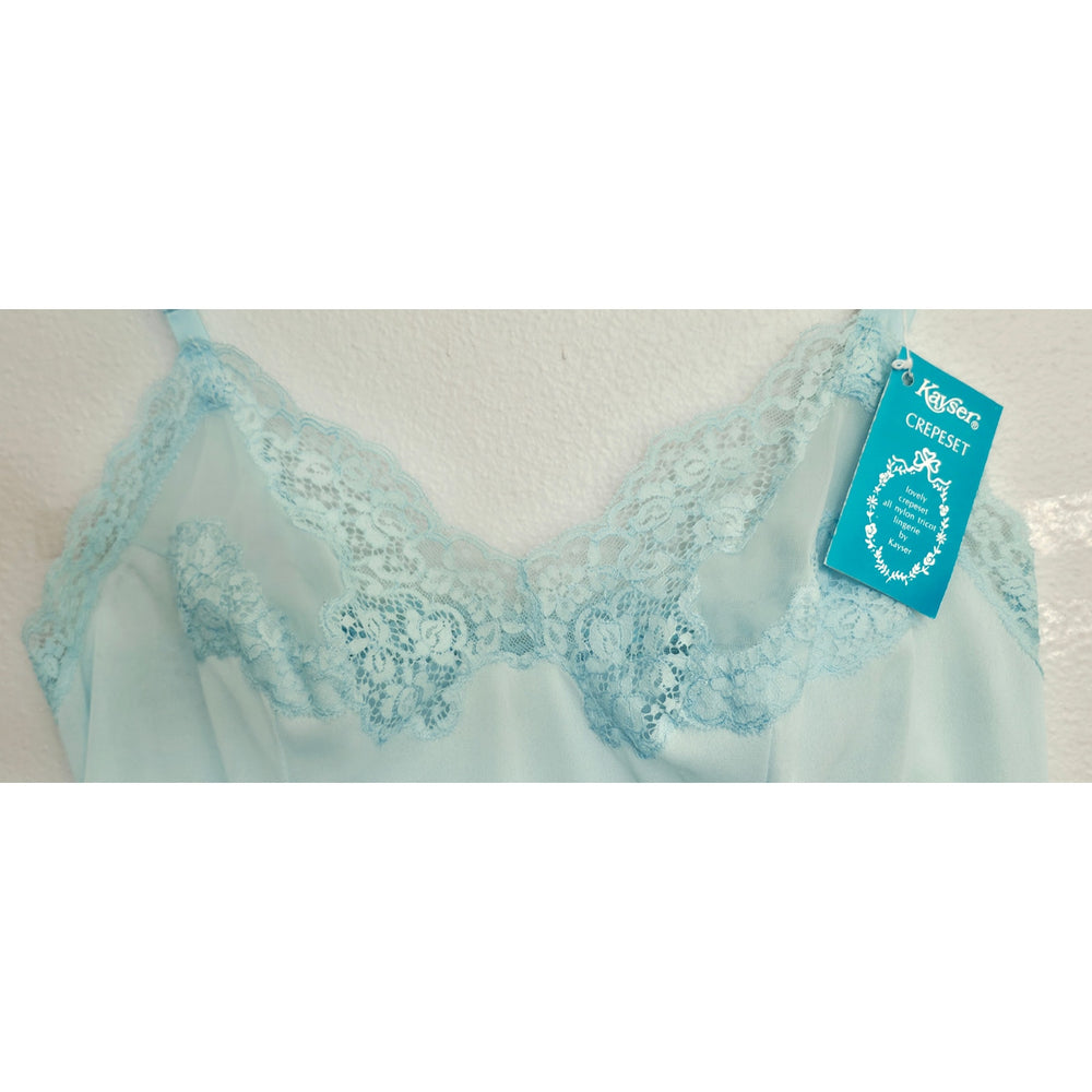 VINTAGE *NEW* 1960's Kayser Women's Light Blue with Lace Trim Slip Dress Size 34